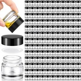 Norme 140 Pack 10ml Thick Glass Jars with Airtight Lid, Empty Round Lip Balm Container Tiny Sample Jar for Cosmetics, Lotion, Cream, Oil, Wax, Makeup, Skincare, Travelling, Retail Store(Clear)