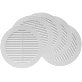 Repa Market 5-Pack 6'' Inch - Plastic White Vent Covers with Flange - Round Soffit Vent - Air Vent Louver - Grille Cover - Protective Screen Mesh - HVAC Ventilation