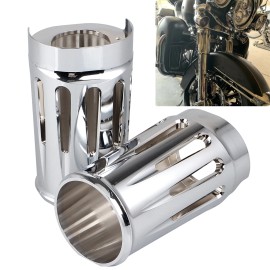 Unbranded Chrome Fork Boot Slider Cover Cow Bell For Harley Electra Street Glide Road King
