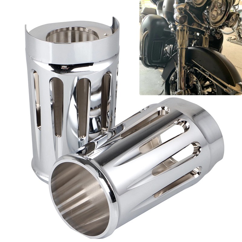 Unbranded Chrome Fork Boot Slider Cover Cow Bell For Harley