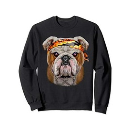 Grumpy English Bulldog in Punk Rock Style Sweatshirt