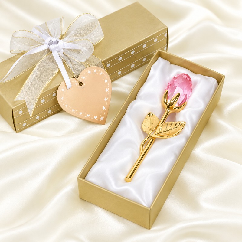 Crystal Glass Rose for Romantic Gifting – Elegant Artificial Flower