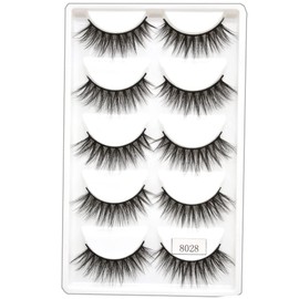 5 Pairs 6D Silk Lashes Extensions Fluffy Eyelashes Vegan Wispies Natural Look Comfortable False Eyelashes Daily Soft Reusable C Curl Cruelty Free Faux Mink Lashes US (8028)