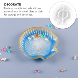 EXCEART Seashell Resin Mold Silicone Mold Fondant Mold Jewelry Organizer Silicone Display Stand Tray Crystal Epoxy Casting Mould Trinket Holder Storage Tray DIY Art Crafts Home Decor
