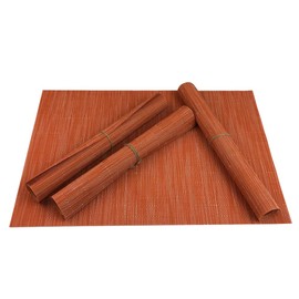 WAZAIGUR Placemats Set of 4 for Dining Table Heat-Resistant Washable Place Mats Woven Vinyl Kitchen Table Mats Easy to Clean,Orange