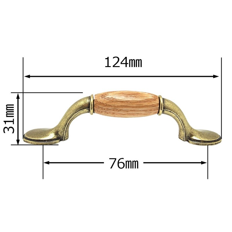WAKI TW-349 Antique Brass Wooden Handle 3.0 inches (76 mm)