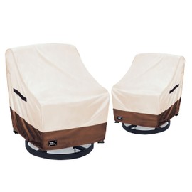 Finiboko Outdoor Swivel Chair Covers 2 Pack, 30" W x 34" D x 38" H Patio Chair Cover, 100% Waterproof Heavy Duty Patio Furniture Covers,Beige&Brown