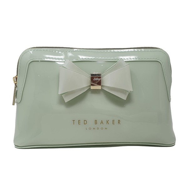 Ted Baker Aimee Curve Makeup Bag Green Green Cosmetic Bag with Curved Bow, Green, Cosmetic bag with curved bow
