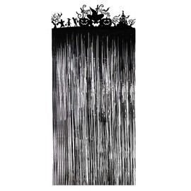 FINGOOO Large Halloween Door Curtain, Hunted House Foil Decor Entrance Curtain, 3.3 X 6.5 Feet