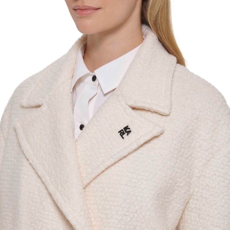 Karl Lagerfeld Paris Women's Wool Coat, Oversized Drop Shoulder White