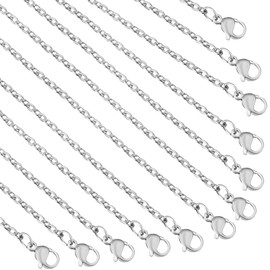 Topacket 24 Pack Necklace Chains Bulk,Stainless Steel DIY Cable Link Chains for Jewelry Making 24 Inches