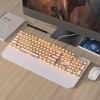 MageGee Typewriter Mechanical Gaming Keyboard, Retro Gold Punk Round Keycaps