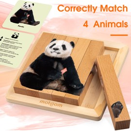 Niceuare Montessori Toys 4 in 1 Animal Wooden Toys for Kids,Wooden Animal Chunky Puzzles for Toddlers 2 Years Old+