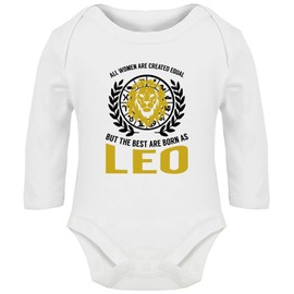 Hippowarehouse All Women are Created Equal but The Best are Born as Leo Baby Vest Bodysuit (Long Sleeve) Boys Girls White