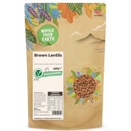 Wholefood Earth Brown Lentils 500 g | GMO Free | Natural | High Fibre | High Protein