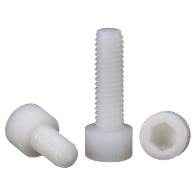 Nylon PA66 Plastic White Color Metric Knurled Hex Socket Head