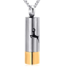 Yinplsmemory Cremation Jewelry Deer Cylinder Urn Necklace for Ashes Keepsake Memorial Jewelry Jan-Dec Birthstone Charms