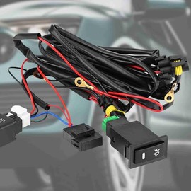 Universal 12V LED Fog Light Switch Wiring Harness Kit with Relay, On/Off Control for Car
