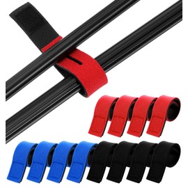12 Pcs Fishing Rod Protector, Stretchy Fishing Rod Ties & Pole Holder, Elastic Tackle Wraps for Casting/Fly Rods (Red and Blue)