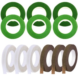 Woohome Pack of 12 Flora Crepe Ribbon, Florist Ribbon, Florist Ribbon, Floral Wire Decoration for Bouquet, Flowers, DIY Crafts