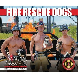 2026 Fire Rescue Dogs Calendar | Sexy Firefighter Calendar with Puppies | Fan Favorite Gift! | Supports a USA charity