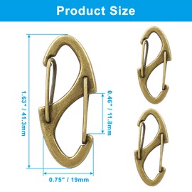 Coufce 20 Pieces 1.6 Inch S Spring Snap Hook, Brass Keychain Hook Metal Carabiner Clip, Double Snap Hook for Camping Fishing Hiking Outdoor Sports