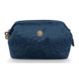 Pip Studio Cosmetic Purse Small Velvet Quiltey Days Blue 19 x 12 x 8.5 cm
