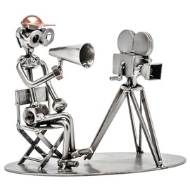 Screw Man Figure: Director Film Cinema Metal Decoration, Crafts, Steel, Grey, 18 x 10 x 15 cm
