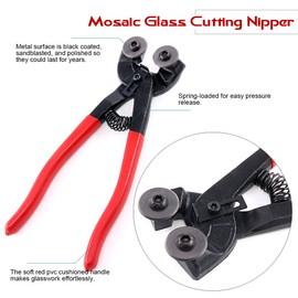 Hilitchi 5Pcs Wheeled Glass Tile Nipper Running Plier Breaking Grozer Plier Pistol Grip Glass Cutter with Bonus Hex Wrench Heavy Duty Stained Glass Tools Mosaic Tools Assortment Kit for Stained Glass