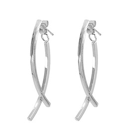 Jimin Motif Earrings, 2 Pieces for Both Ears, Curved Bar Earrings, Curved Design, Popular Accessories, 18G, Korean Fashion, Metal