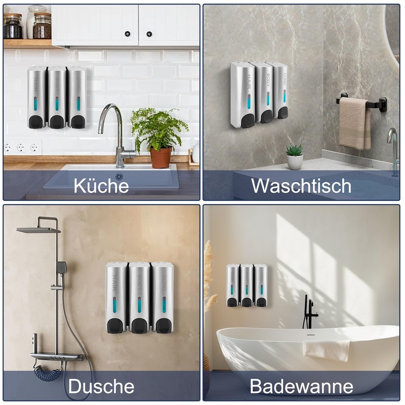 Soap Dispenser ABS 3 x 350 ml Manual 3 Chamber