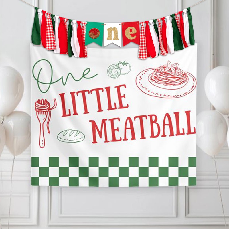 Raoformi Meatball Theme First Birthday High Chair Banner