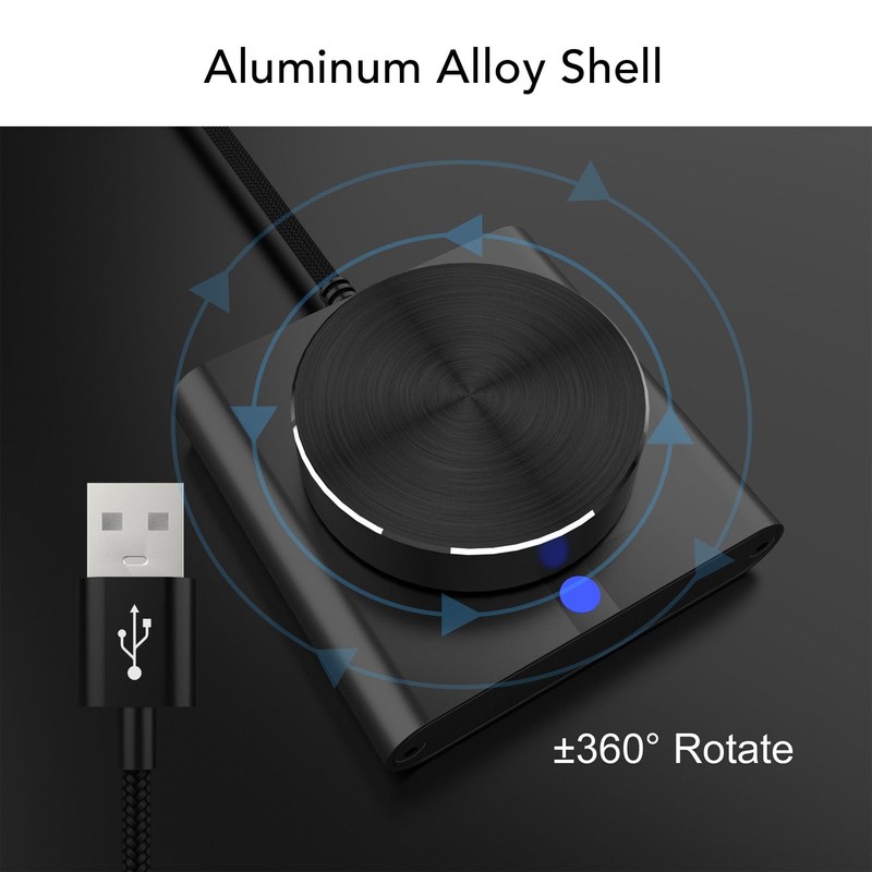 USB Volume Control Knob for PC, Mute or Pause Key,