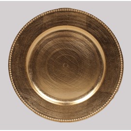 Home Decoration Accessories Acrylic Charger Plates Round 13" Diameter Gold Color Bead Border Set of 24