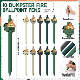 Sayglossy 10 Sets Dumpster Fire Pen Gifts for Coworker Positive Funny Pens Dumpster Fire Desk Accessories Acrylic Keychains Bookmarks Support Gifts for Team Coworker Teachers Boss Nurse