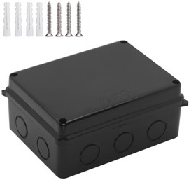 Outdoor Waterproof Box,Junction Box Reserved Holes IP65 ABS Plastic Electrical Boxes Power Cord Enclosure Project Box Black 5.9 x 4.3 x 2.8 inch(150x110x70mm)