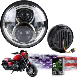 SLK-Customs Valkyrie LED Chrome non Halo Headlight - No Bracket Required - Plug and Play Daymaker - Compatible with Honda Valkyrie