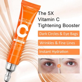 SIKture 5X Vitamin C Eye Cream for Dark Circles, Under Eye Cream For Wrinkles, Anti-Aging Eye Moisturizer For Women Reduce Fine Lines, Hydrating Firming Eyecream