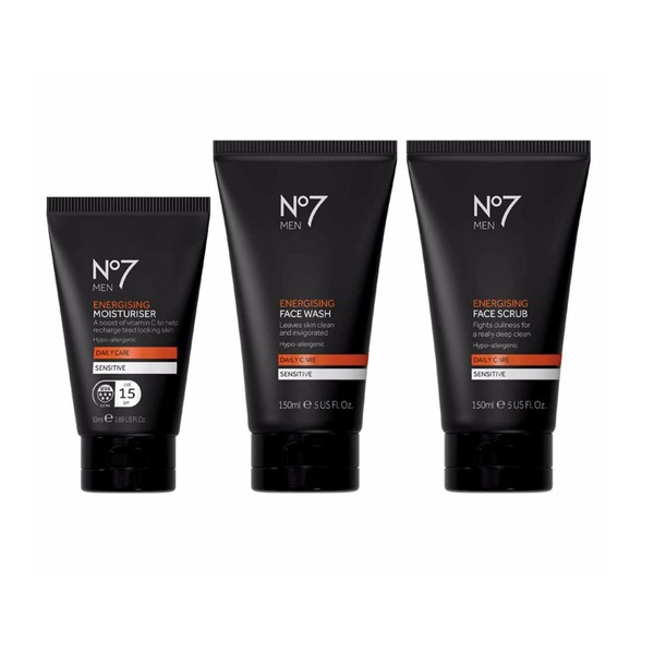 No7 Men Energising Face Trio Moisturiser Face Wash Face Scrub