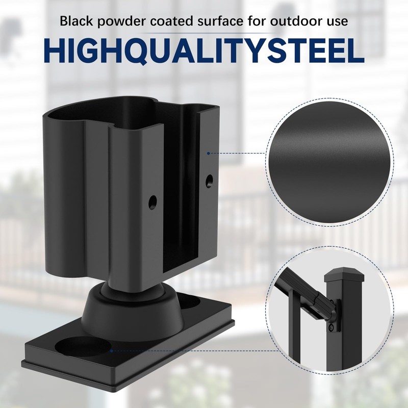 Egadis 4 Pack Aluminum Adjustable Railing Bracket with Stair Foot,