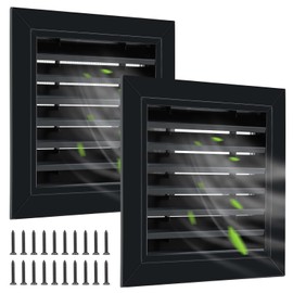 Gisafai 2 Pcs 12" x 12" Gable Vent Aluminum Alloy Wall Vents Shed Attic Vent with Screen Return Air Grill with Screws, for Ventilation Exterior Doors Wall House (Black)
