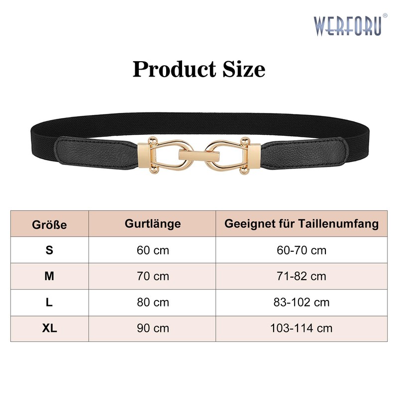 WERFORU Women's Thin Elastic Belt for Dresses, Thin Retro Stretch