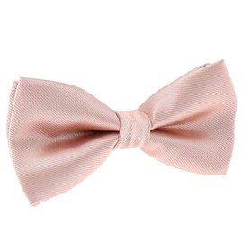 SHIPITNOW Men's Bow Tie - 30 Colours - Men's Bow Tie Wedding Party - Satin Fabric, Plain - Pre-Tied, Powder Pink (Rose Gold)