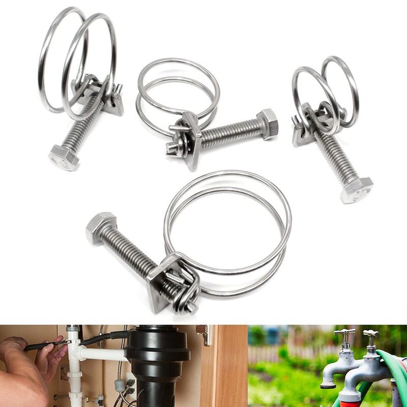 GIAK Double Wire Hose Clips Adjustable 304 Stainless Steel Hose