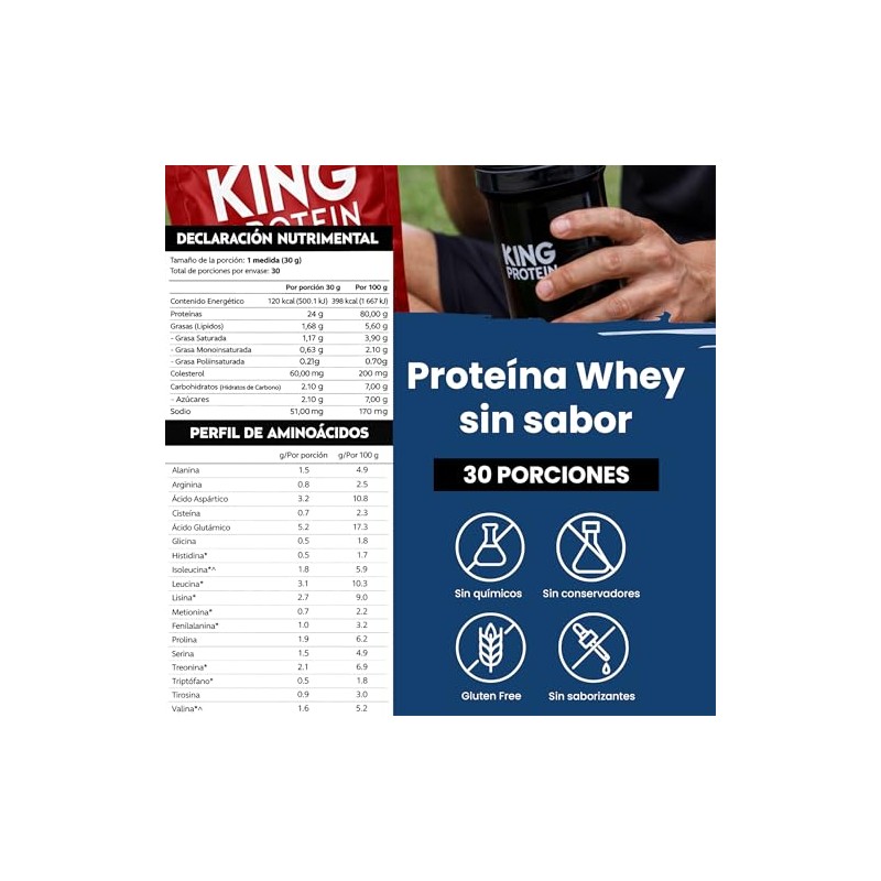 King Protein Proteína Concentrada Suero Sabor Bcaa Antes Después Entrenamiento