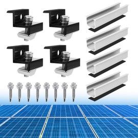 Coomoors Solar Panel Mount Kit Mounting Rail, Solar Panel Z Bracket, PV Mounting Rail, Adjustable Black Clamp for 30-35 mm Thick Modules, Mounting Kit for Motorhome Roof Bed Camping