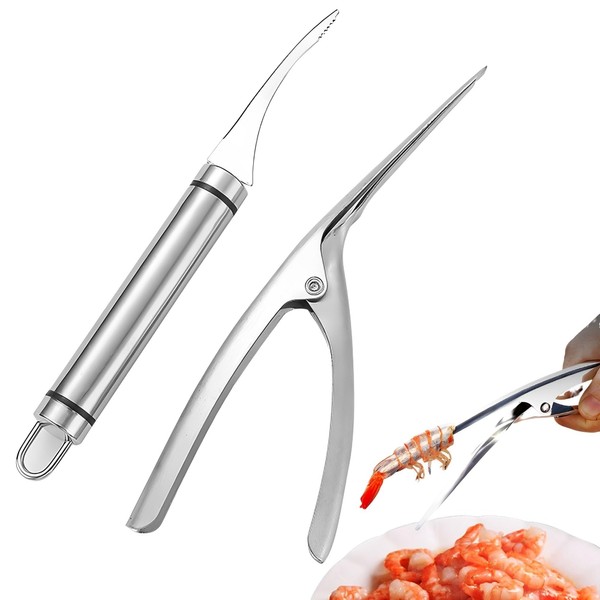 2 Pcs, Stainless Steel Shrimp Peeler and Deveiner Tool, Shrimp