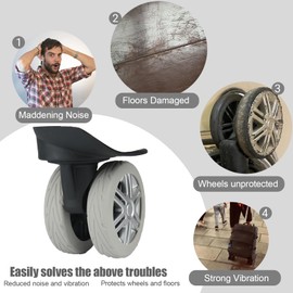 8 Pcs Luggage Wheel Cover, Carry On Luggage Suitcases Wheel Protector,Wear-Resistant, Anti-Noise, Silicone Protective Covers For Office chair (Gray)