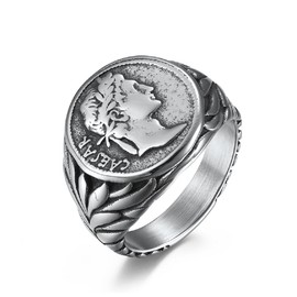 Roman Emperor Ring, Emperor Head Ring for Men, Roman Empire Ring Retro Roman Warrior Jewelry, Roman Warrior Ring Roman Soldier Biker Ring Vintage Roman Coin Ring (10)