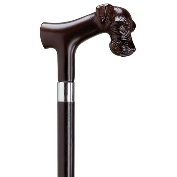 Schnauzer Head Derby Black Maple Cane With Brown Handle  -Affordable Gift! Item #\DHAR-9140100